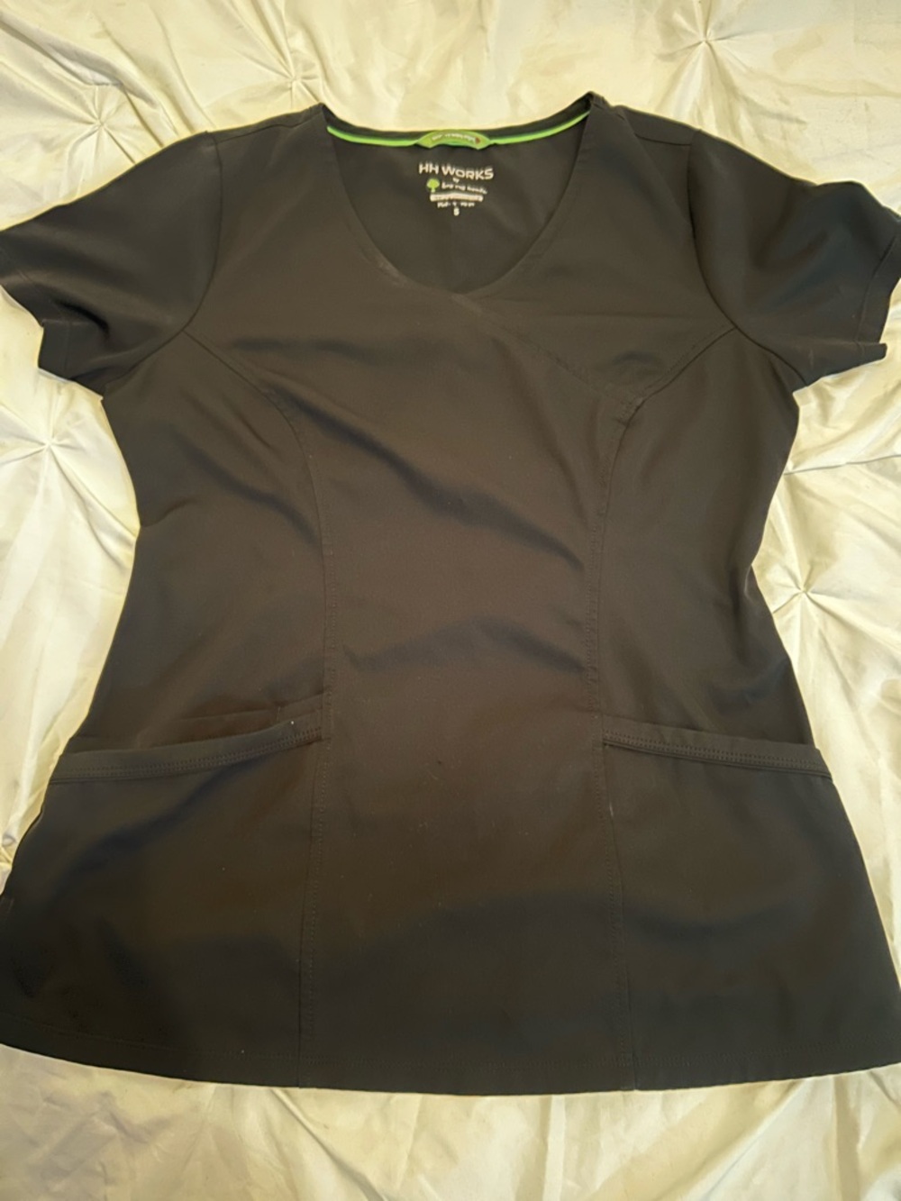 Healing Hands Black V-Neck Short Sleeve Scrub Top
